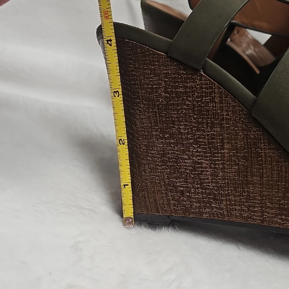 Indigo Olive Wedge Sandals with Braided Straps - Picture 2 of 5